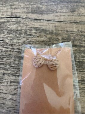 Handmade Beige Leaf Stud Earrings